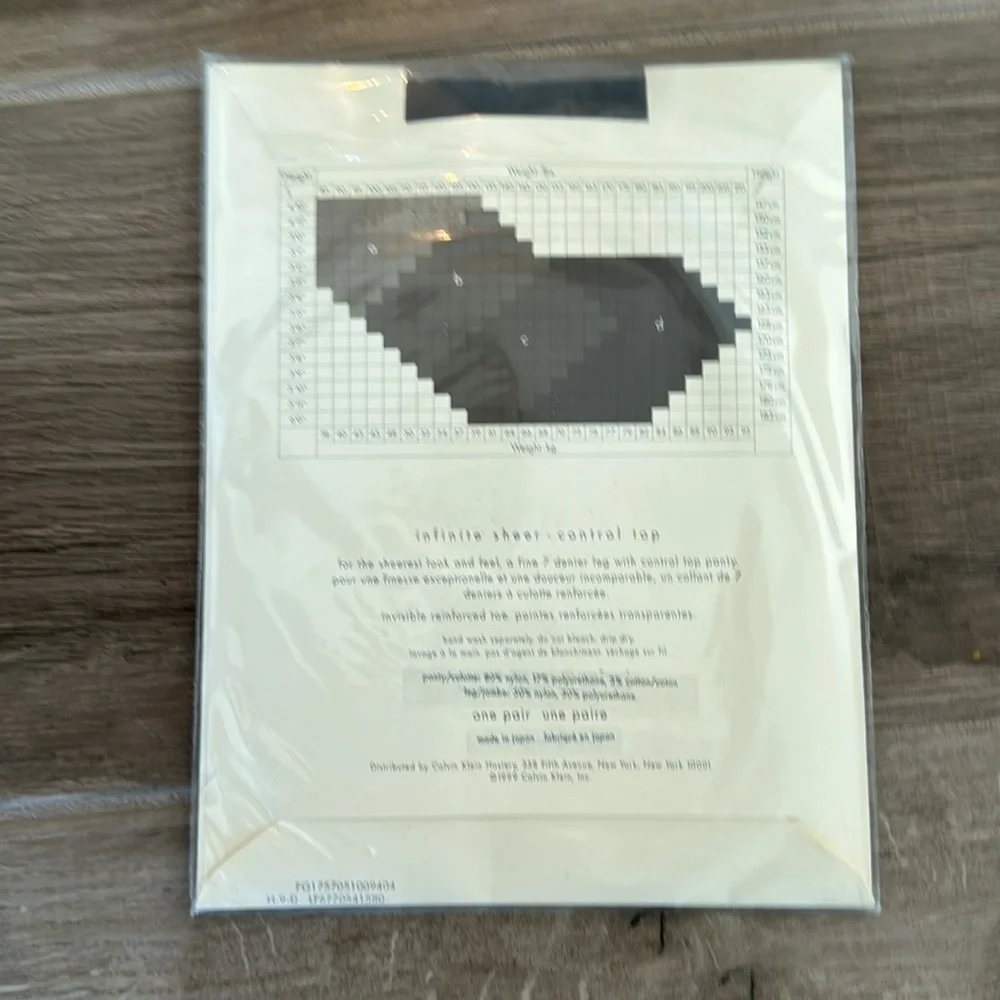 NWT Vintage Calvin Klein Infinite Sheer Control Top D Black pantyhose
